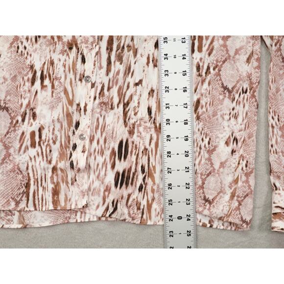 Tahari Womens Brown Collared Button Up Long Sleeve Animal Print Blouse Size S8 - Picture 6 of 12